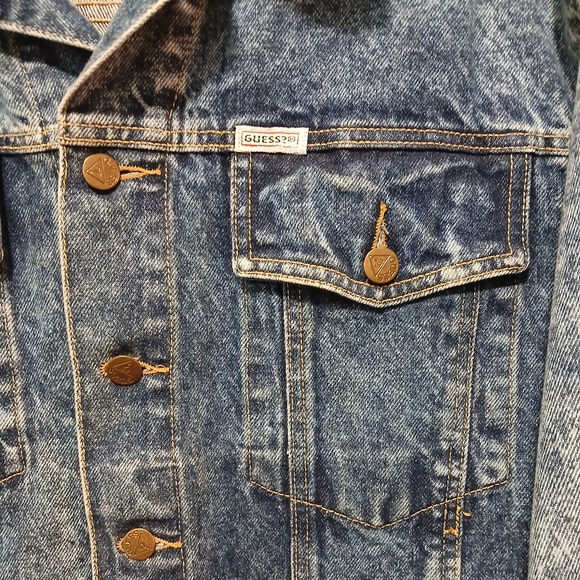 Guess Georges Marciano Blue Classic Jean Jacket Size M Excellent Trucker - Picture 6 of 7